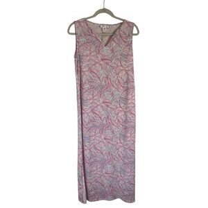 Stella Parker Pink & Blue Palm Print Sleeveless Maxi Dress Womens Sz Medium NWT